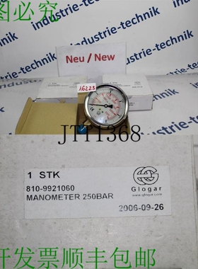 原装供应GLOGAR Psi EN837 810-9921060 测压计 250 BAR