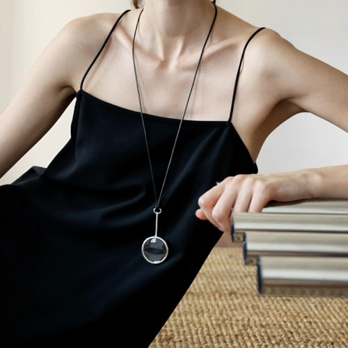 HABI同款放大镜吊坠项链搭配黑色绳毛衣链  夸张趣味可做包包挂件