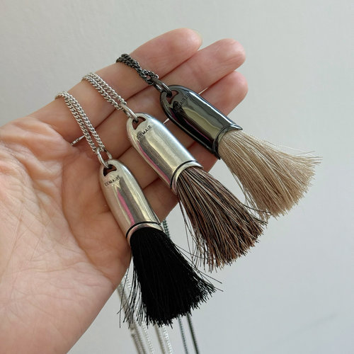 有两把刷子  韩国ins博主车静媛同款毛刷子流苏吊坠项链