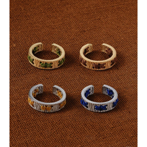 国内小众设计彩色穿线开口可调节戒指  秋冬时髦金属毛线叠戴指环