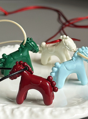 彩色珐琅滴釉立体小马吊坠项链  夏日可爱童趣choker可随意打结