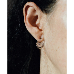 ABOA*同款极简时髦黄铜镀18K金小圆片耳钉 日常通勤两种戴法耳环