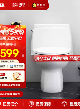 科勒马桶圣罗莎虹吸单冲水缓降静音连体坐便器卫生间小户型20169T