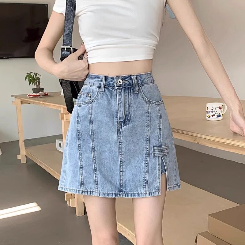 高腰牛仔半身短裙夏季大码百搭