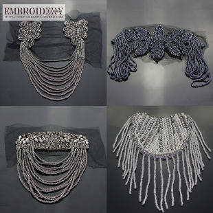 饰品 衣服帽子服装 手缝 西装 重手工手工珠子肩章流苏贴花衣领补丁
