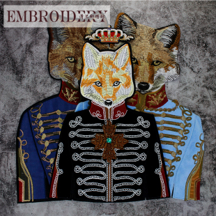 饰 卫衣外套diy修补破洞装 手缝 潮牌刺绣大号警犬补丁布贴时尚 新款