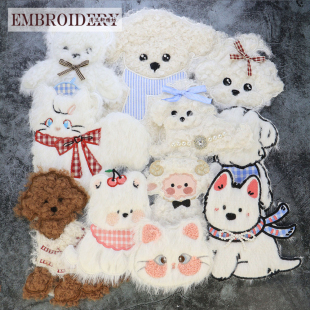 无胶手缝款 饰贴DIY修补贴 皮衣外套包包装 可爱毛绒绒小动物布贴