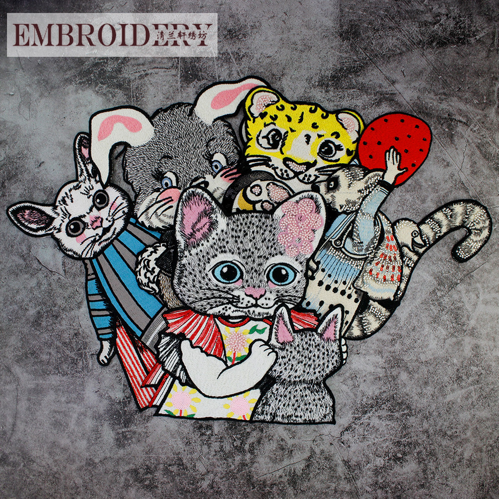 新款刺绣兔子动物图案布贴 衣服裙子外套搭配装饰diy辅料 手缝款
