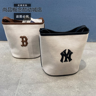 MLB春季新款情侣NY斜挎包水桶包单肩包拎包休闲运动包3ABMB016N
