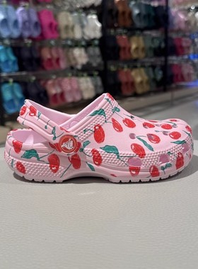 Crocs卡骆驰经典水果印花樱桃儿童洞洞鞋休闲沙滩凉鞋拖鞋 211020