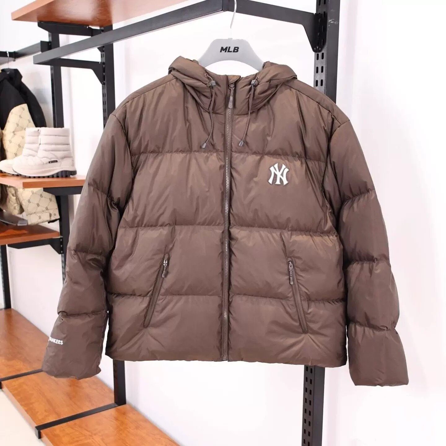 MLB冬季男女NY小标运动休闲防风连帽保暖加厚羽绒服外套3ADJB0856