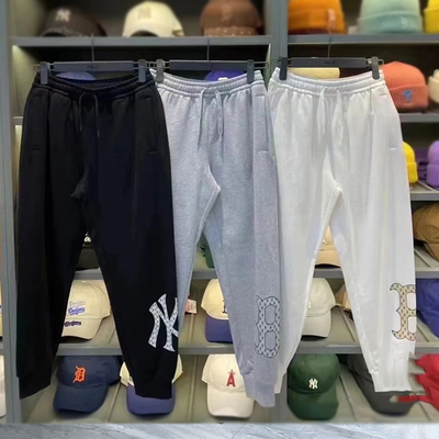 MLB男复古老花宽松休闲束脚长裤