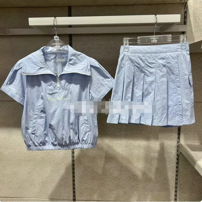 New Balance NB童装女童夏季透气短袖衬衫百褶裙裤套装ND2WF21132