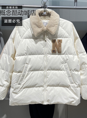 NEW BALANCE新款NB冬季女立领保暖短款羽绒服翻毛领外套 NPD4E122