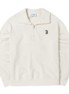 MLB秋季新款男女同款休闲NY学院风翻领半拉链套头上衣潮3AMTB0944