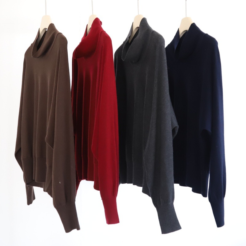 气质荡领长袖蝙蝠袖宽松针织衫