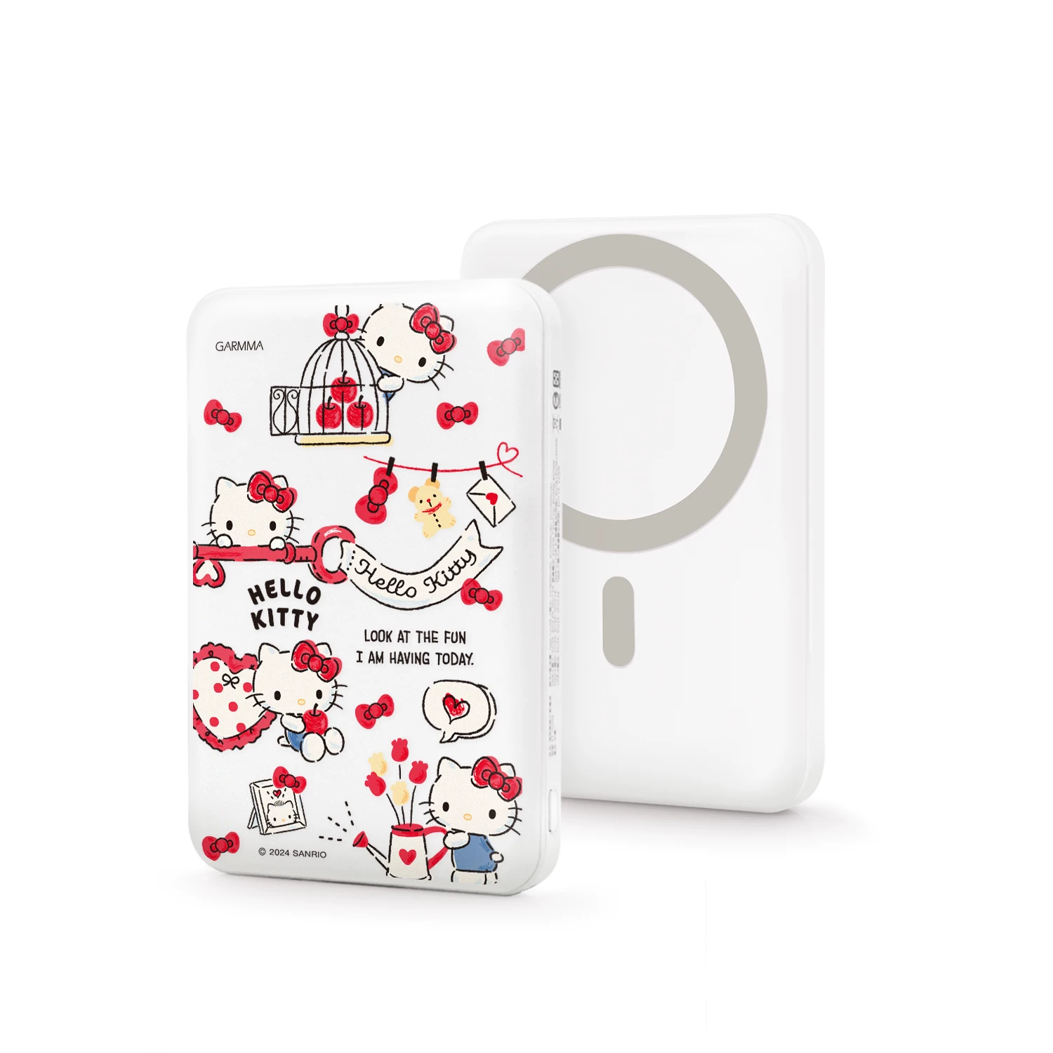 Hello Kitty, яблоко, магнитная совместимость сверхтонкой зарядки iPhone 16, ручной телефон, источник питания, 16proMax, iPhone