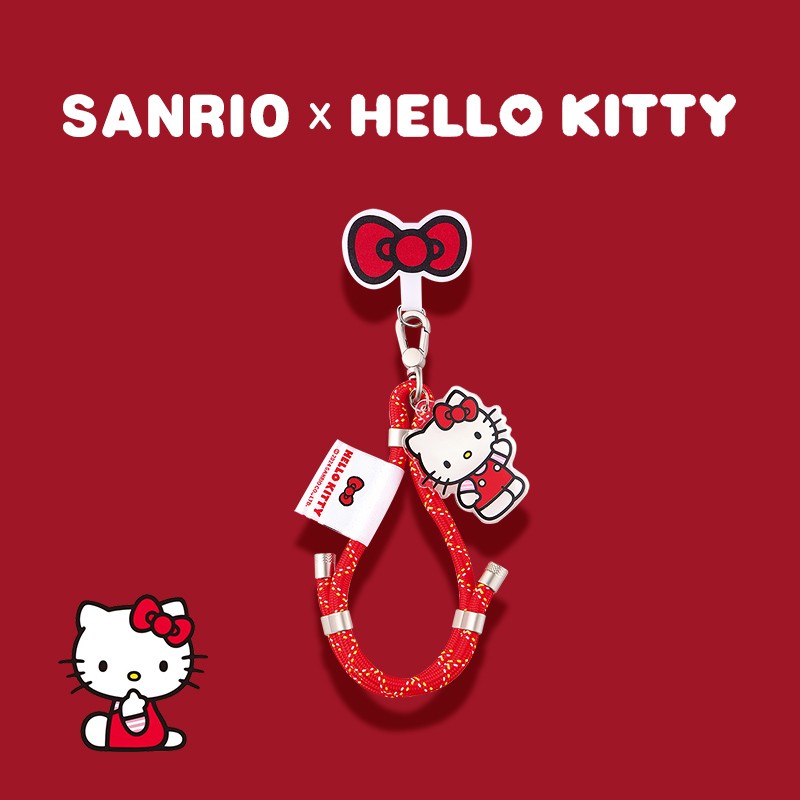 三丽鸥hellokitty手机挂绳挂链手机链挂件手机壳背夹垫片库洛米新款挂饰手腕款女款精致高级感红色链条串珠