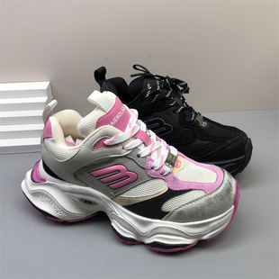 专柜尾货断码清仓处理真皮女老爹鞋休闲系带厚底女鞋猪皮鞋垫舒适