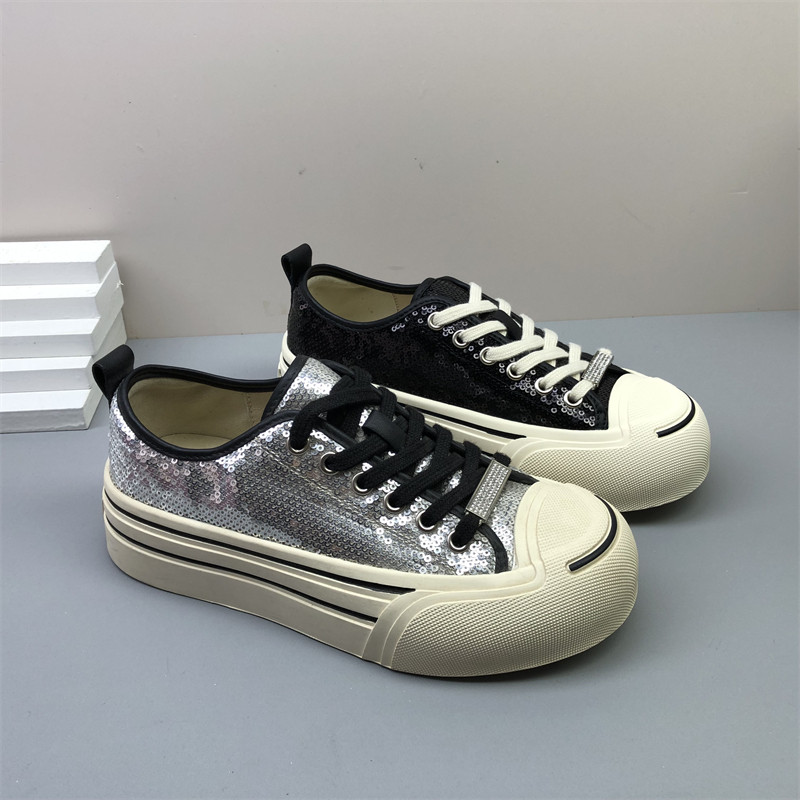 断码亮片厚底系带女板鞋春新百搭
