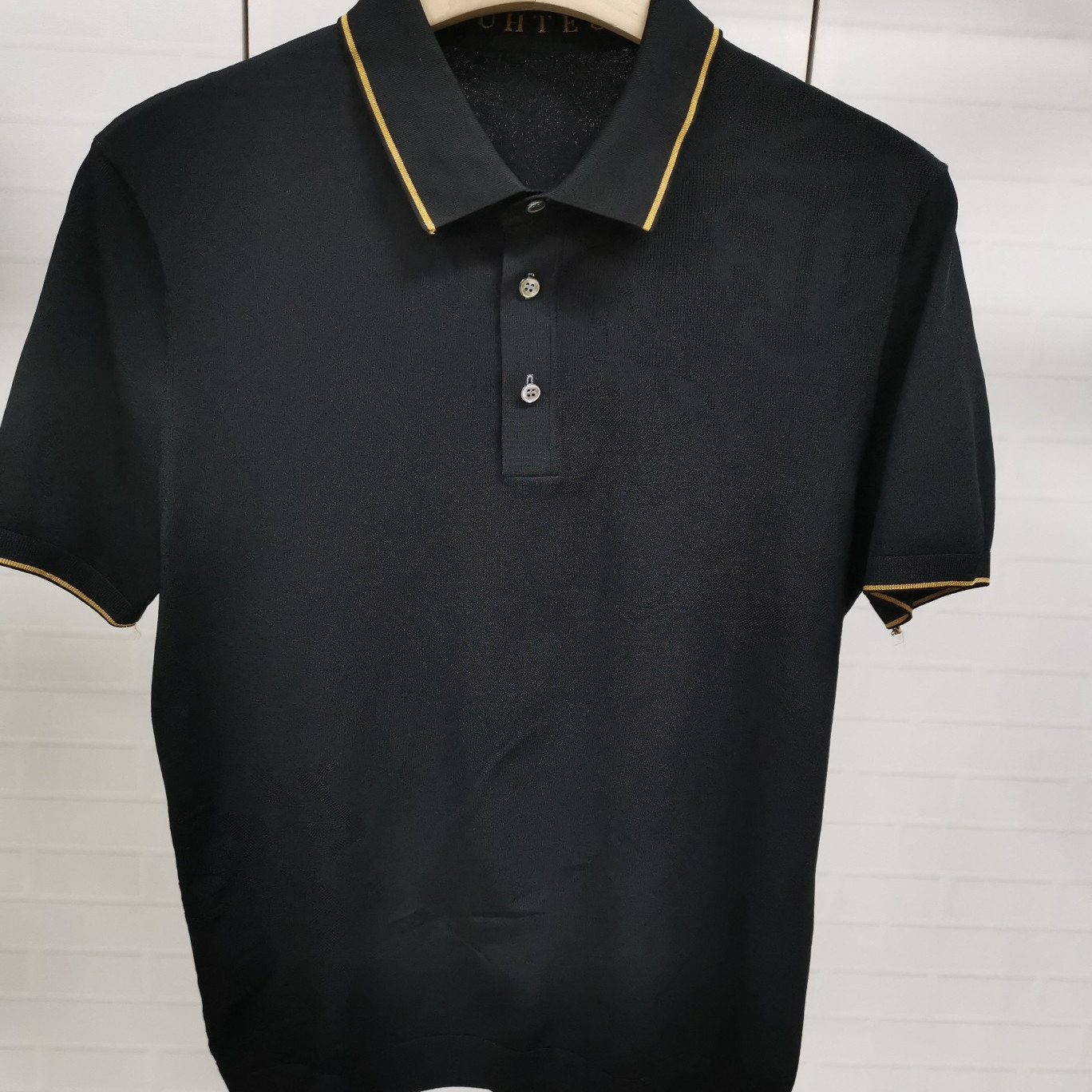 CP441    48码2024新款迪男士商务休闲百搭翻领短袖T恤微瑕针织衫