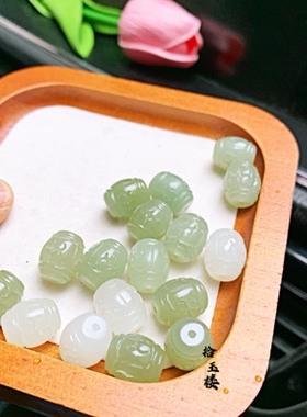 天然和田玉回龙纹转运珠晴水色路路通回纹珠转运珠diy手串配饰