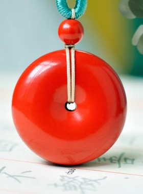 天然朱砂平安扣吊坠项链手工创意绳编挂饰