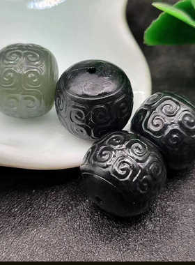 手工雕制佛珠回纹和田玉