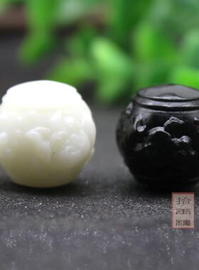 diy连年有余吊坠墨玉莲花珠