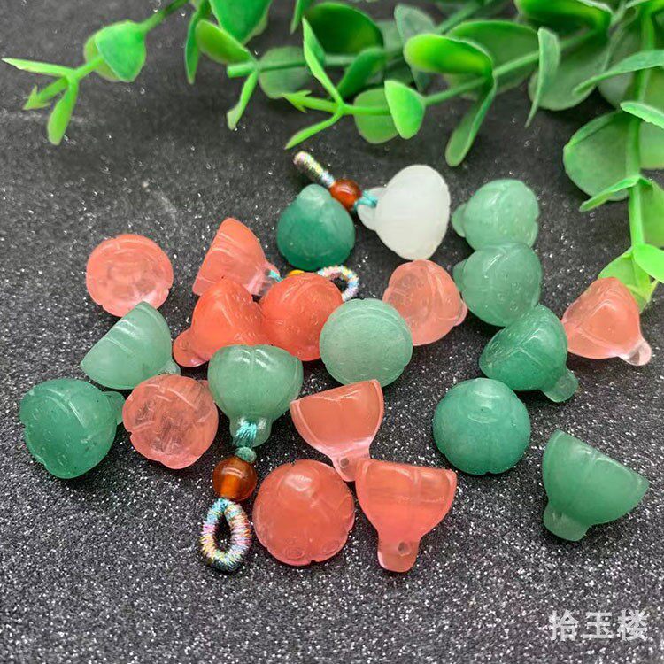 新疆白玉莲蓬头吊坠西瓜晶东陵玉小莲蓬玉坠子diy手链耳环配饰