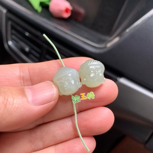 天然和田玉佛头珠子青白玉如来佛头男女玉释加牟尼头diy手链配饰