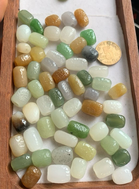 天然和田玉老光珠糖玉白玉黄口晴水多宝随形散珠不规则珠子手串