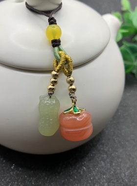 天然和田玉花生手机链盐源玛瑙小柿子有好事发生手机挂坠男女款