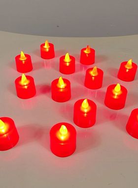 24个LED电子小蜡烛灯新型仿真红色氛围灯婚礼求婚表白派对布置用