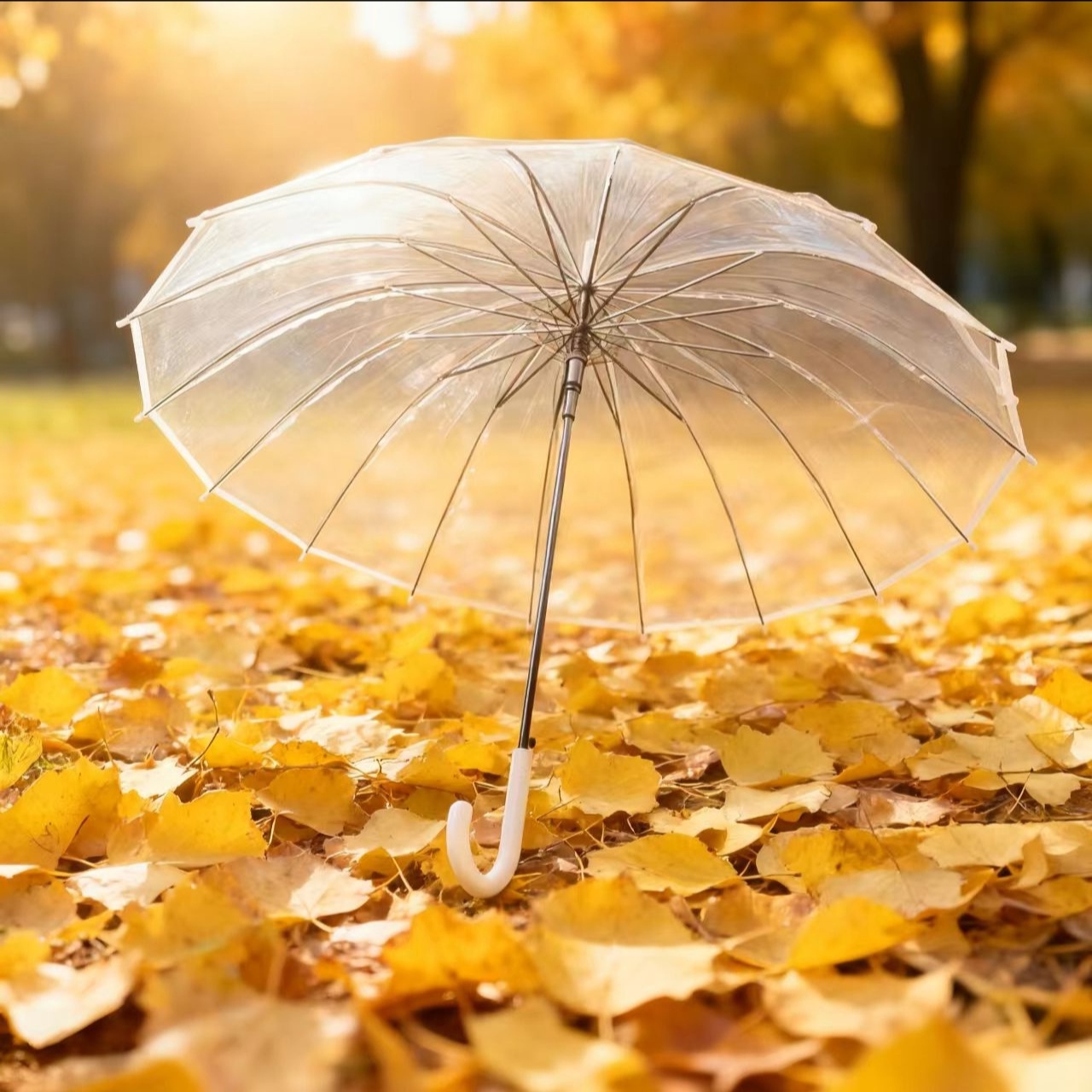 16骨透明雨伞女韩国小清新男士用白色塑料大号创意日本自动长柄伞