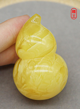 天然原矿琥珀蜜蜡立体葫芦吊坠