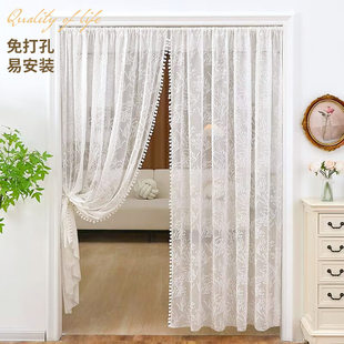 门帘隔断帘高级感轻奢风卧室房间家用免打孔蕾丝帘子过道走廊通用