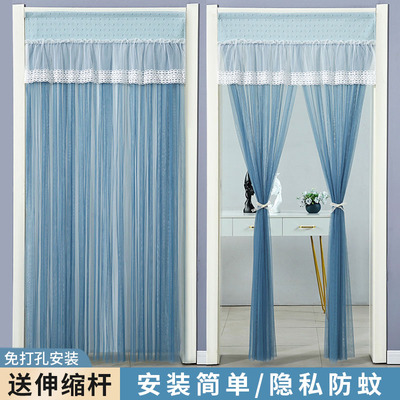 门帘2025新款高档四季通用防蚊蕾丝隔断帘卧室房间免打孔遮挡帘子