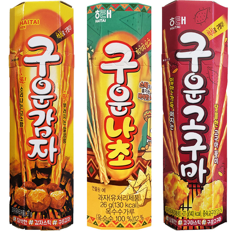 韩国进口海太烤薯棒/玉米味/红薯碳烤薯条饼干土豆条休闲小吃零食