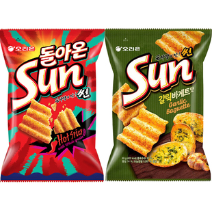韩国进口好丽友sun太阳玉米膨化片70g蒜香味波浪薯片膨化零食