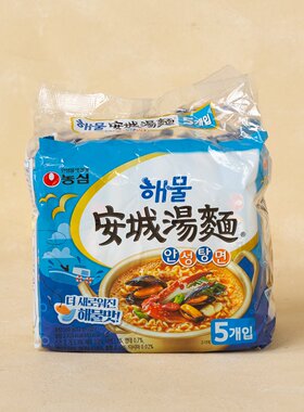 韩国进口农心安城海鲜汤面112gx5方便面泡面拉面速食煮面微辣
