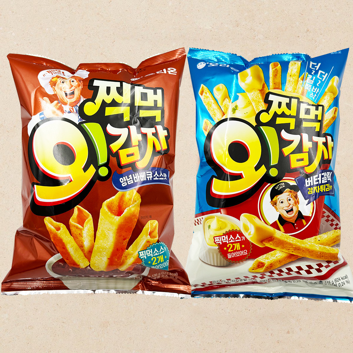 韩国进口好丽友烤肉味/黄油蒜香味蘸酱薯条每袋2盒蘸酱大包装零食