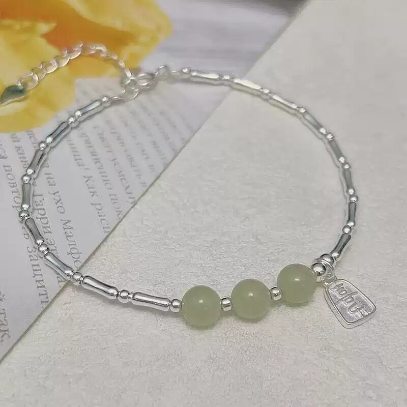 s925纯银绿玛瑙手链女新款轻奢小众设计精致闺蜜情人节手镯