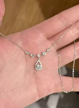 足银S999鱼人之泪纯银项链女新款超闪轻奢小众精致配饰送女友闺蜜