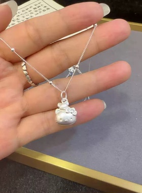 足银999库洛米HelloKitty项链纯银锁骨链