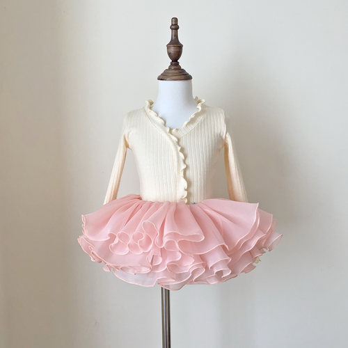 女童舞蹈服木耳边毛衣外套定制