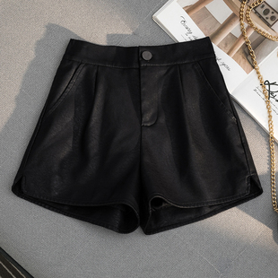 高腰显瘦A字外穿宽松阔腿PU皮靴裤 皮短裤 皮裤 爆款 女秋冬2025新款