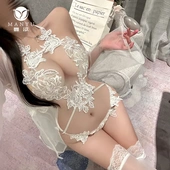 3873潮尚夜总会性感柔纱透视免脱刺绣蕾丝连体衣纯欲风激情套装