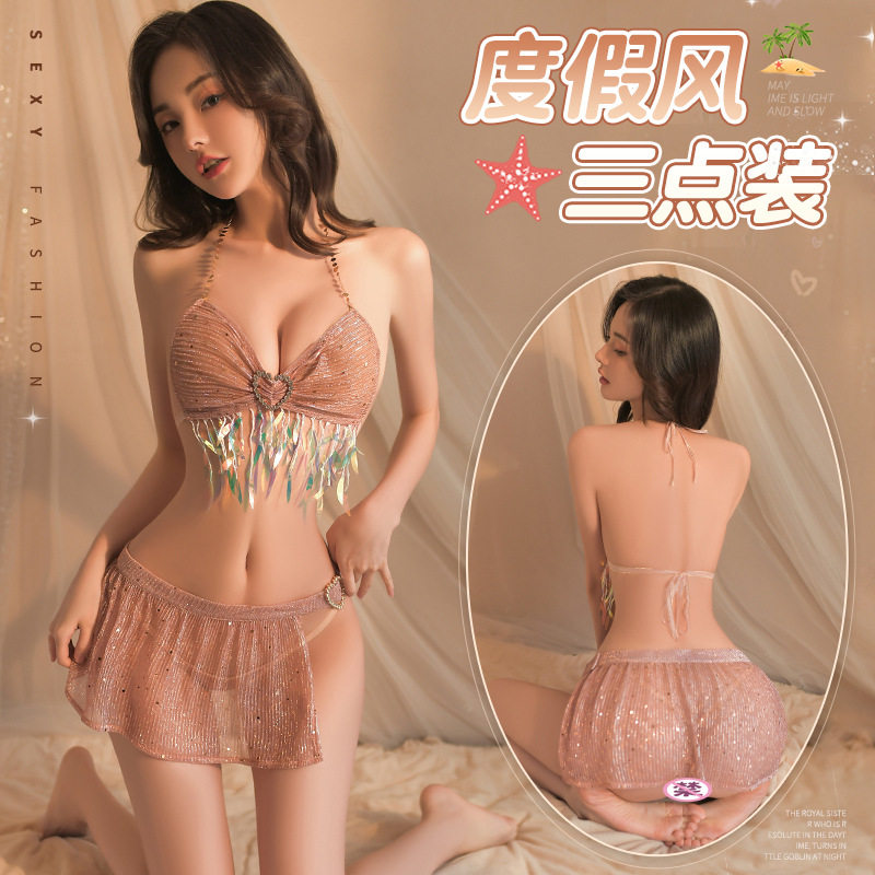 2721【潮尚夜总会】内衣夏日度假三点比基尼海边海滩泳衣制服套装