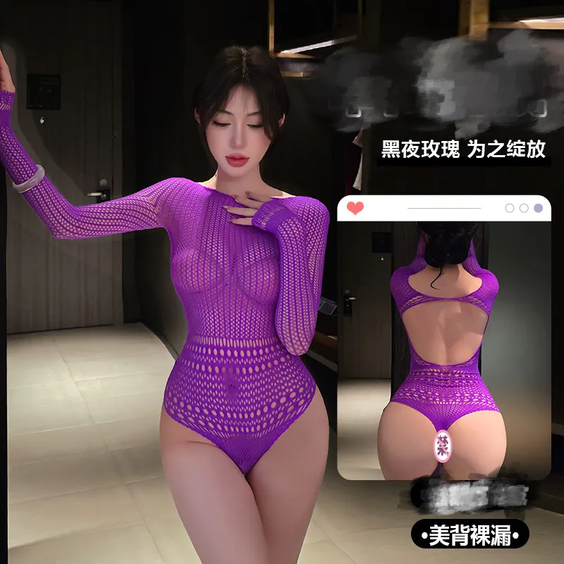 8094潮尚夜总会夫妻桑拿内衣性感网衣大码欧美成人镂空黑丝连体衣